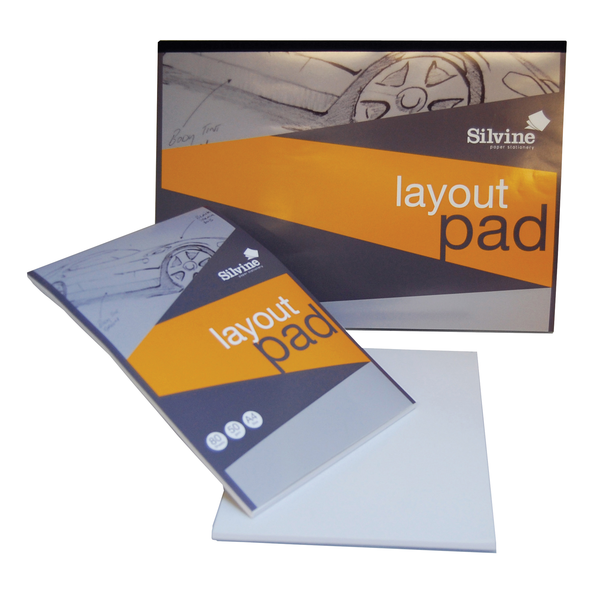 Silvine Layout Pad 50gsm Acid-free Paper 80 Sheets A3 White A3LP