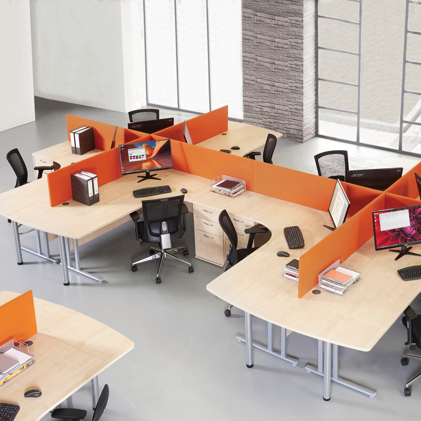 BEECH DESK 1600mm x 800mm x 730mm Cantilever Straight Office Computer Desk