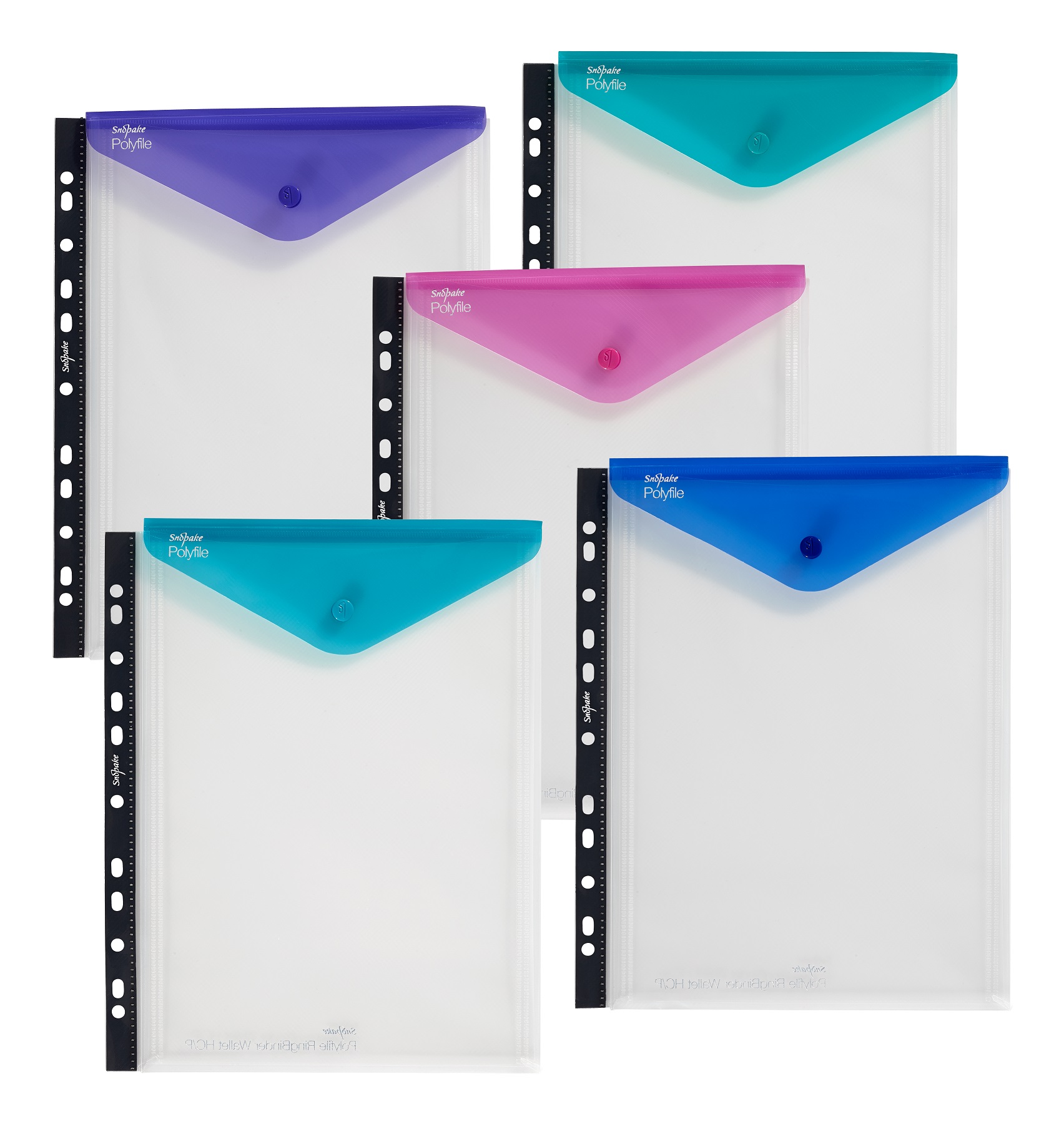 Snopake Polyfile Ring Binder Wallet A4 Assorted (pack Of 5) 15695 