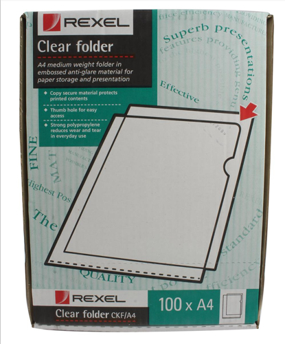 Rexel Clear Cut Flush Folders A4 Pack Of 100 12215 From The Green