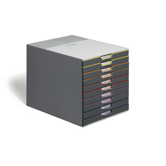 Durable Varicolor Plastic Desktop Drawer Set Stackable 10 Drawers A4