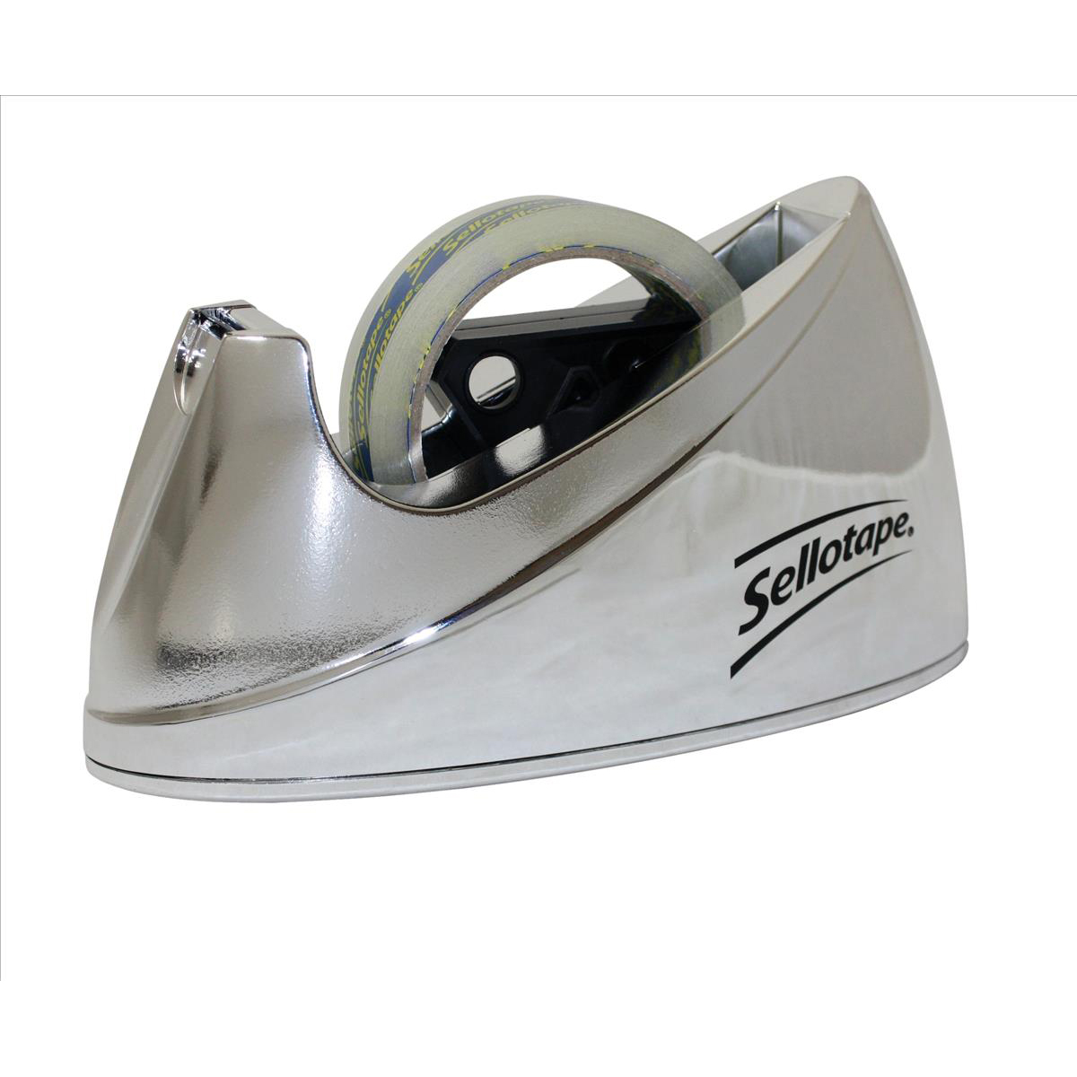 Small Chrome Tape Dispenser Non Slip 19mm Sellotape Branded