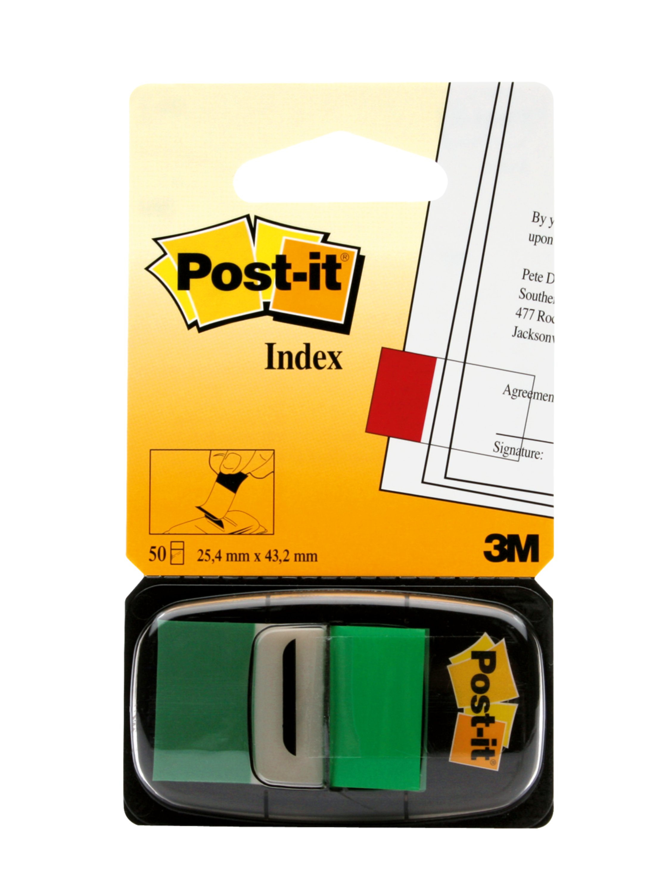Post-it Index Flags Repositionable 25x43mm 12x50 Tabs Green (Pack 600)