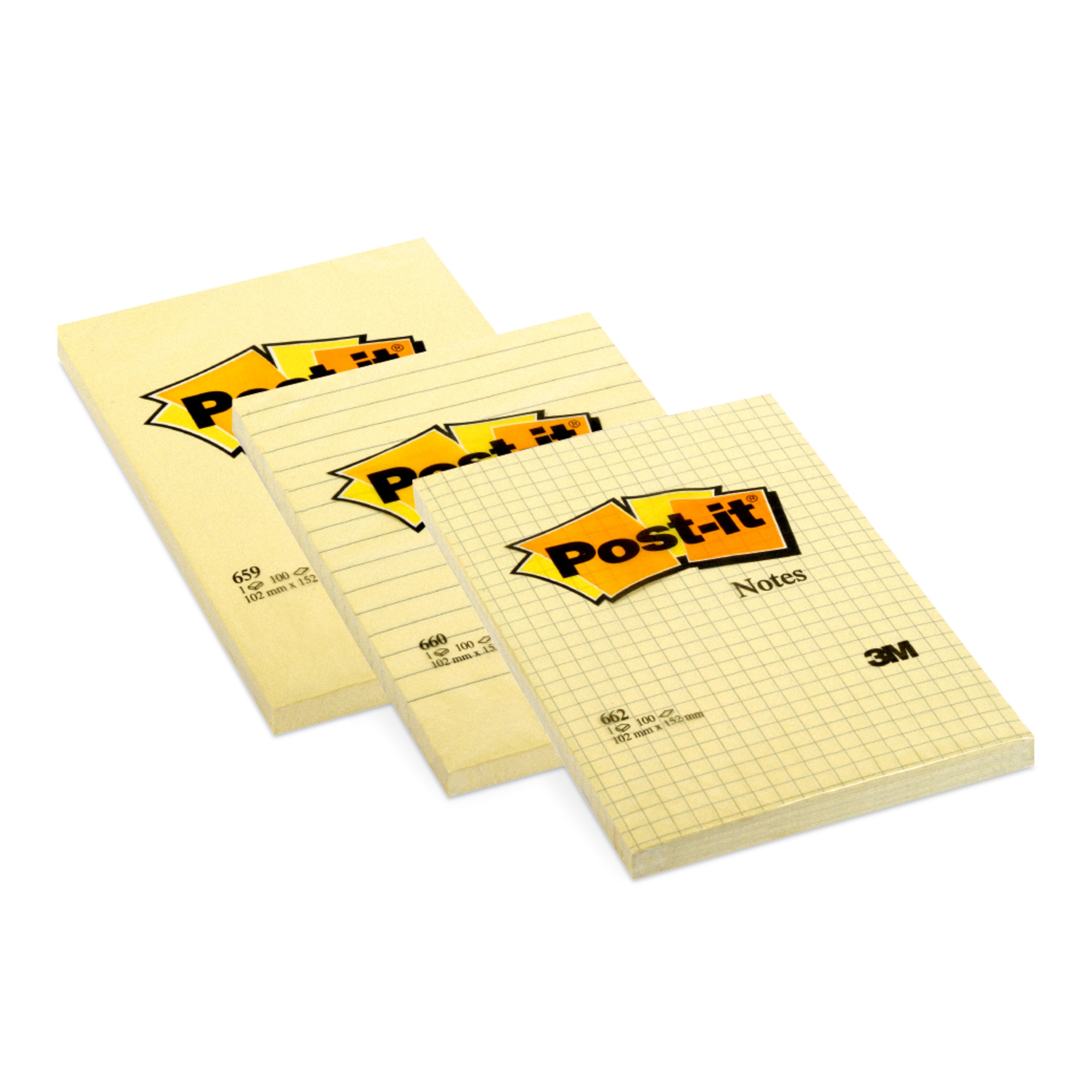 Post-it Notes Large Format Ruled 102x152mm 100 Sheets Yellow (Pack 6) 660