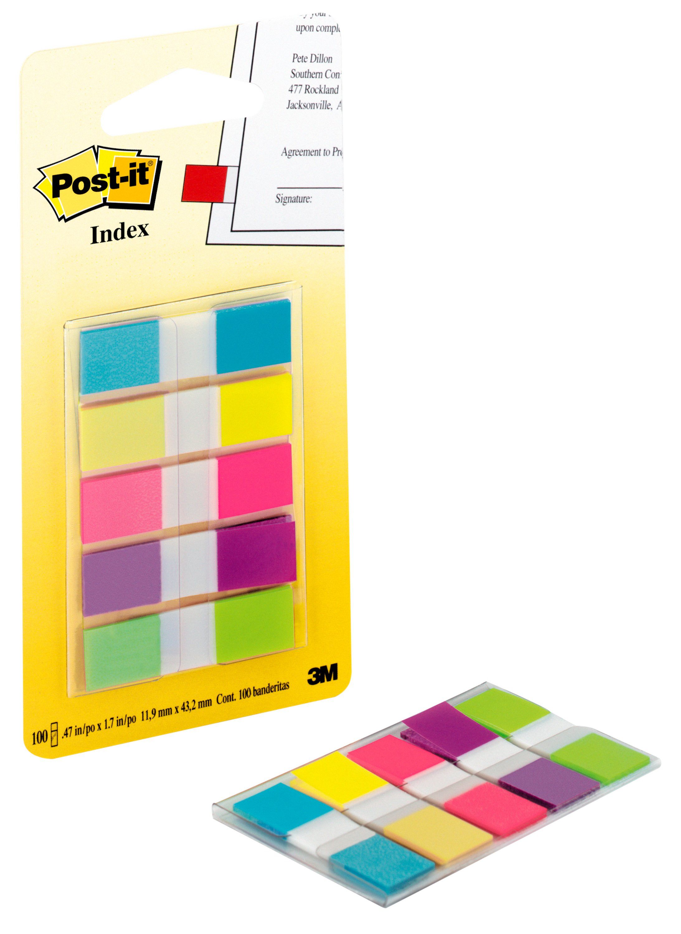 Post-it Index Flags Repositionable 12x43mm 5x20 Tabs Bright Assorted Colours (Pack 100) 683-5CB