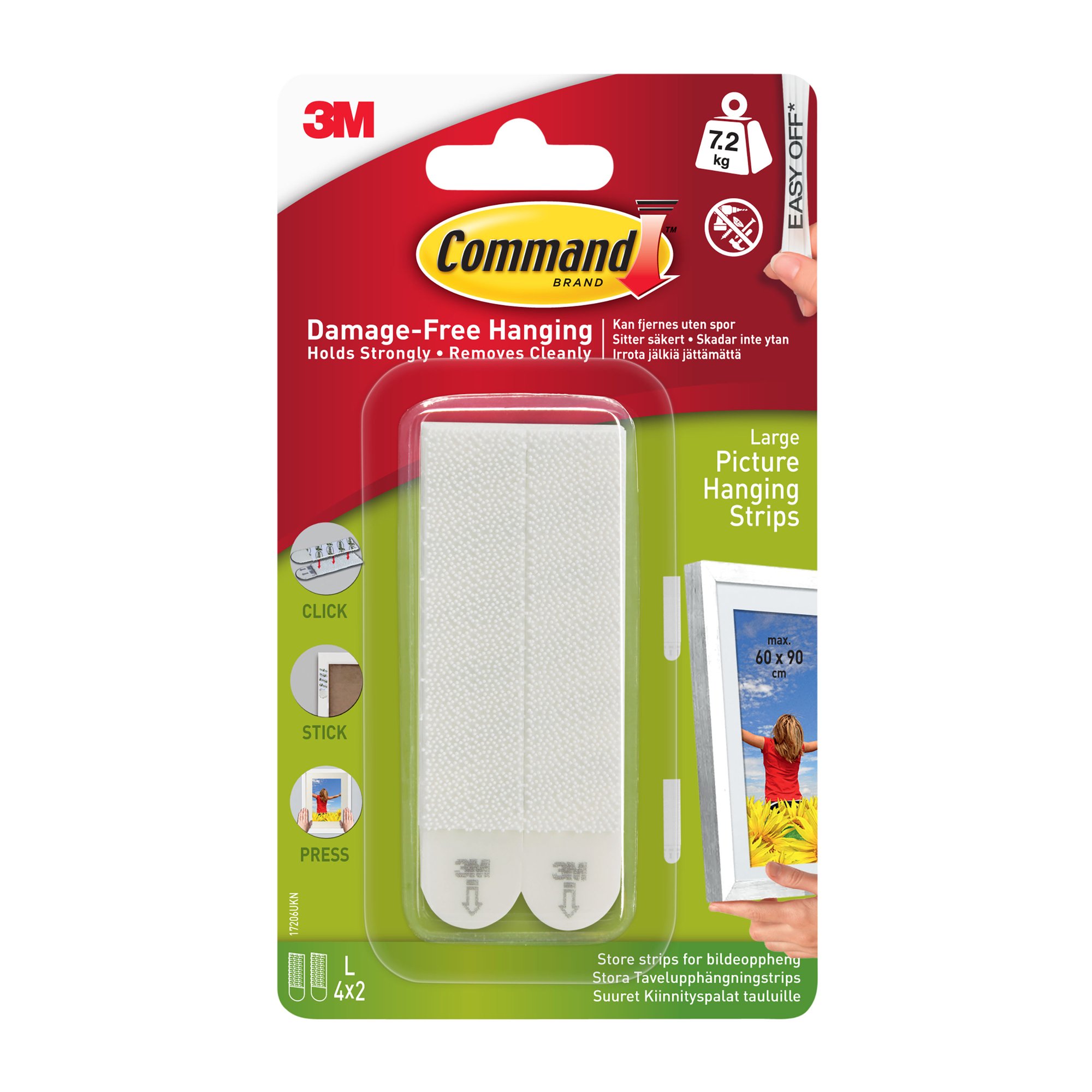 COMMAND PIC HANGING STRIPS LARGE PK4