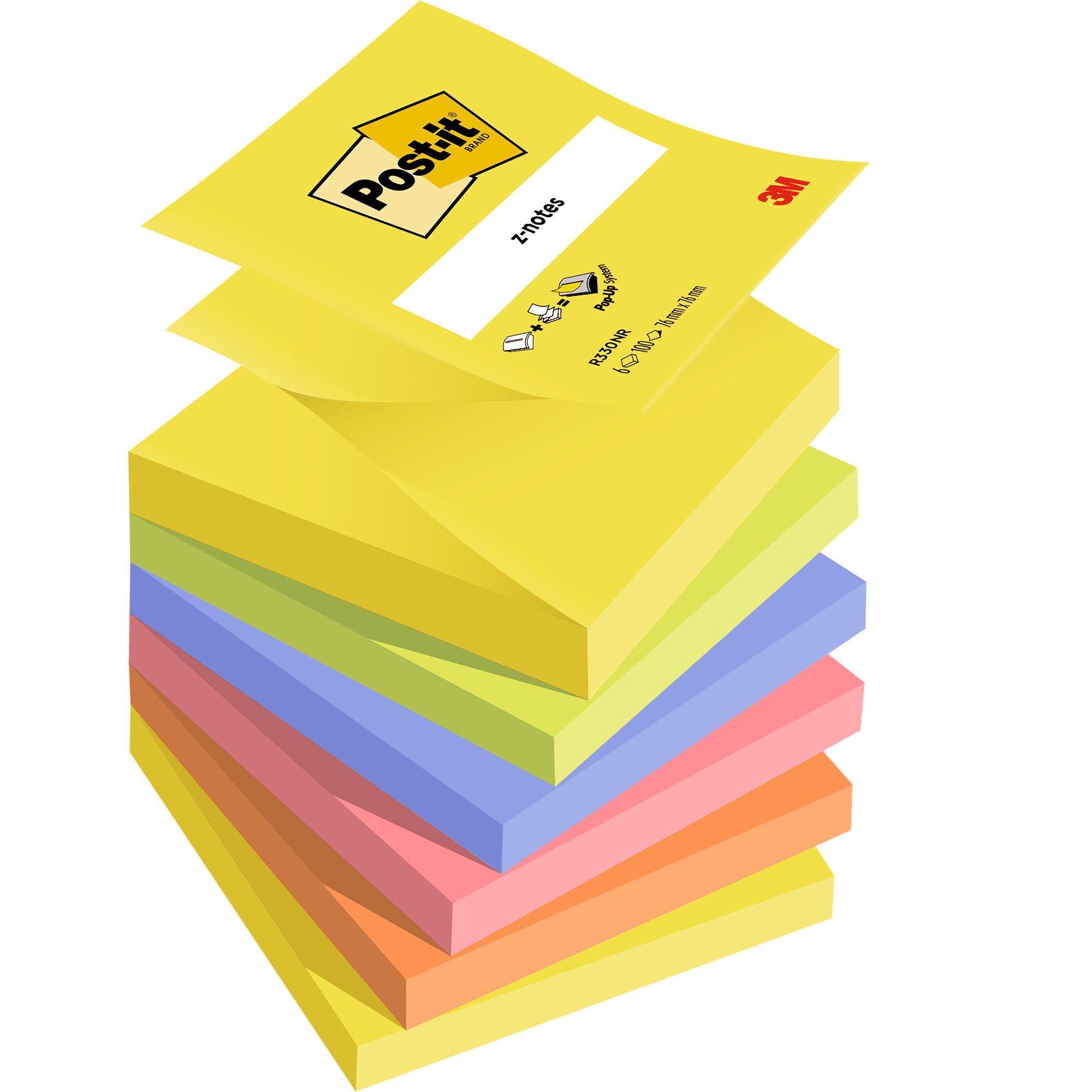 POST-IT PACK OF 6 Z NOTES 76X76MM 100 SH