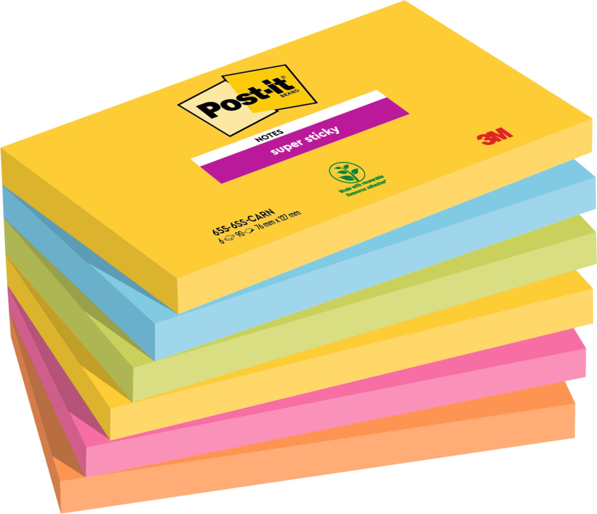 POST-IT SUPER STICKY NOTES, CARNIVAL COL