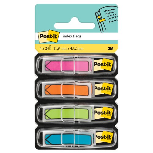 Post-it+Index+Arrows+Repositionable+12x+43mm+4x24+Tabs+Bright+Assorted+Colours+%28Pack+96%29+684ARR4+-+7000144925