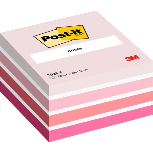 Post-it+Note+Cube+76x76mm+450+Sheets+Pastel+Pink+2028P+-+7100172384