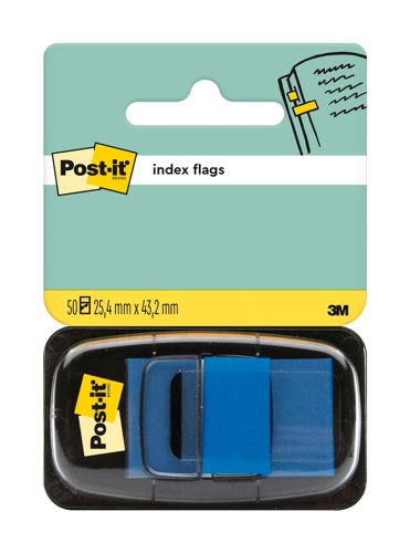 Post-it+Index+Flags+Repositionable+25x43mm+12x50+Tabs+Blue+%28Pack+600%29+7100089834