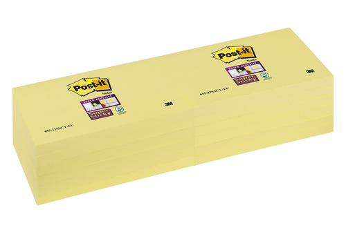 Post-it Super Sticky Removable Notes Pad 90 Sheets 76x127mm Canary Yellow Ref 655-12SSCY-EU [Pack 12]