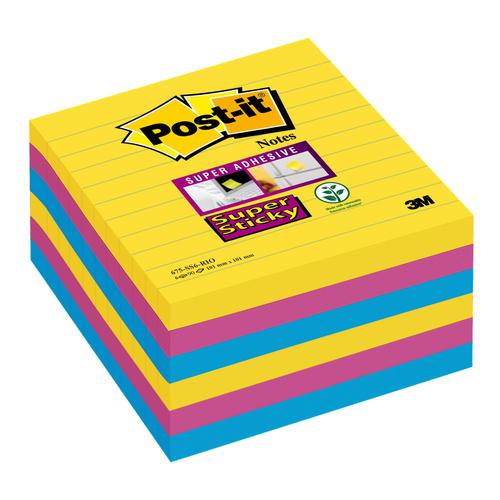 Post-it+Super+Sticky+XL+Notes+101x101mm+Ruled+90+Sheets+Rio+Colours+%28Pack+6%29+7100234516