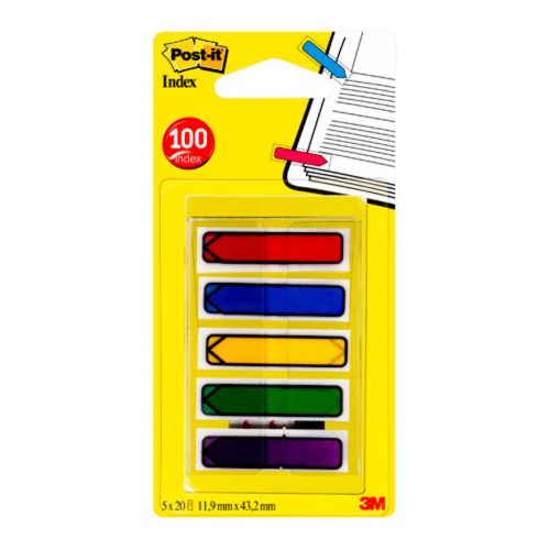 Post-it Index Arrows Portable Pack W12xH43mm Standard Colours Assorted Ref 684ARR1 [Pack 100]