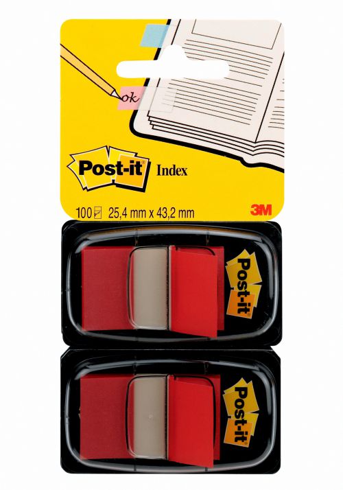 Post-it+Index+Medium+Flags+25mm+Red+Dual+Pack+50+Tabs+Per+Pack+%28Pack+100+Tabs%29+7000047687