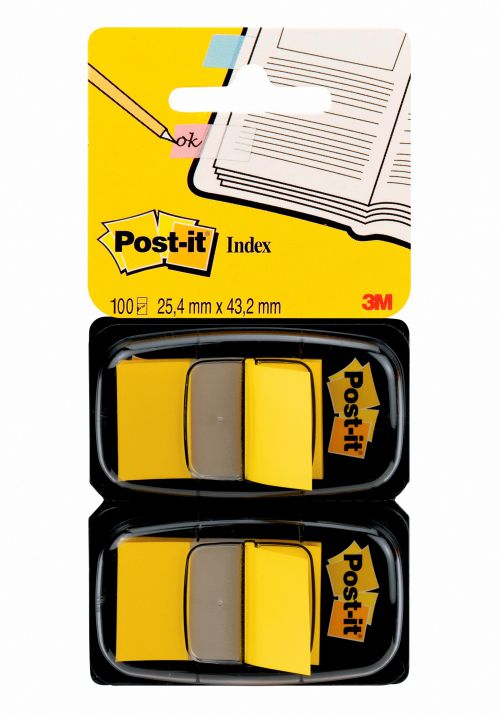 Post-It+Index+Dispenser+Dual+Pack+Repositionable+25x43mm+2x50+Tabs+Yellow+%28Pack+100%29+680-Y2EU+-+7000047707