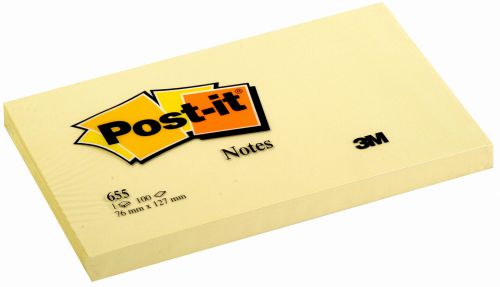 3M Post-it Note 76x127mm Canary Yellow (Pack 12) 655