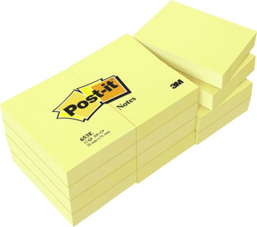 3M Post-it Notes 51x38mm Canary Yellow (Pack 12) 653-E