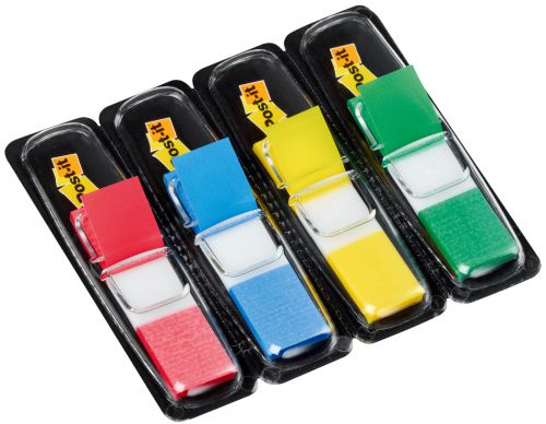 Post-it+Index+Flags+Repositionable+12x43mm+4x35+Tabs+Assorted+Colours+%28Pack+140%29+683-4+-+7000144923
