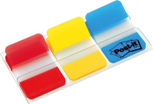 Post-it+Index+Flags+Strong+Repositionable+25x38mm+3x22+Tabs+Red+Yellow+Blue+%28Pack+66%29+686-RYB+-+7000146810