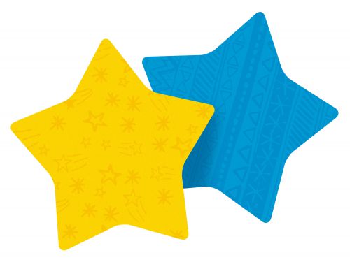 Post-it+Super+Sticky+Notes+7350-STR+%2873.6mm+x+71.1mm%29+Star+Shape+-+Yellow+and+Blue+with+Pattern+%282+Pads%2FPack%29+75+Sheets%2FPad