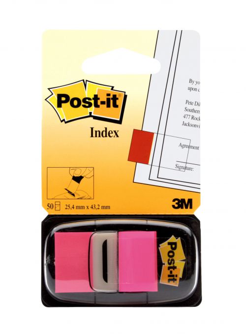 Post-it+Index+Flags+Repositionable+25x43mm+12x50+Tabs+Pink+%28Pack+600%29+7100062569