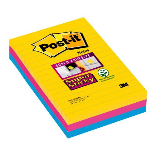 Post-it Super Sticky XXL Lined Rio Coloured Notes PK3