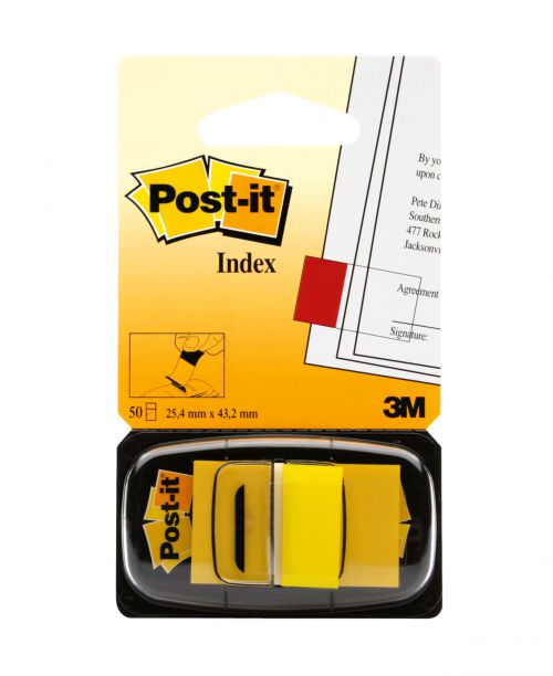 Post-it+Index+Flags+50+per+Pack+25mm+Yellow+Ref+680-5+%5BPack+12%5D