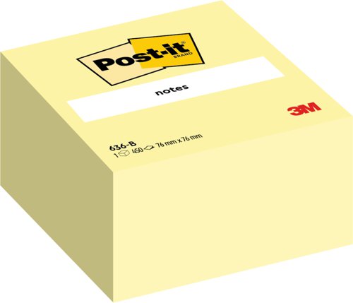 Post-it+Note+Cube+76x76mm+450+Sheets+Canary+Yellow+636-B+-+7100172238