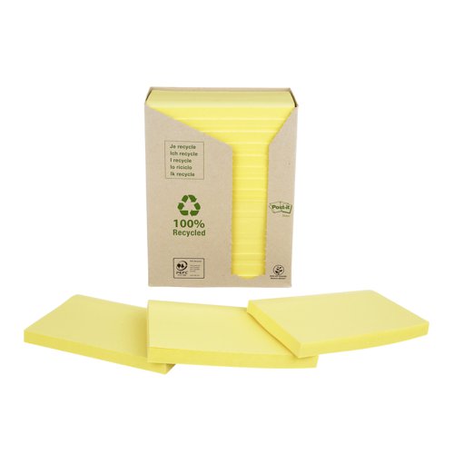 Post-it+Recycled+Notes+76+mm+x+127+mm+Canary+Yellow+%28Pack+16%29+7100172248
