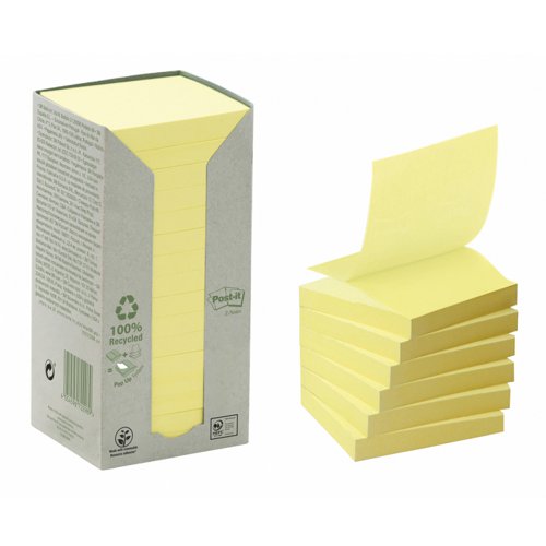 Post-it+Z-note+Tower+Recycled+100+Sheets+per+Pad+76x76mm+Yellow+Ref+R330-1T+%5BPack+16%5D