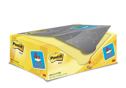 Post-it+Note+Value+Display+Pack+Dispenser+with+Pads+76x127mm+Yellow+Ref+655Y-VP20+%5BPack+20%5D