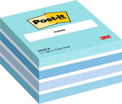 Post-it+Note+Cube+76x76mm+450+Sheets+Pastel+Blue+2028B+-+7100172385