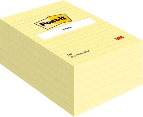 Post-it+Notes+Large+Feint+Ruled+Pad+of+100+Sheets+102x152mm+Yellow+Ref+660+%5BPack+6%5D