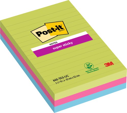 3M 6445-SSP Post-It Super Sticky Meeting Notes Pads 149x98 [Pack 4]