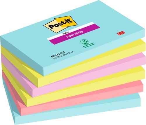 Post-It+Super+Sticky+Notes+76x127mm+90+Sheets+Cosmic+Colours+%28Pack+6%29+7100242784