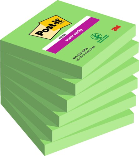 Post-it+Super+Sticky+Notes+76x76mm+90+Sheets+Asparagus+%28Pack+6%29+654-6SS-AW+-+7100041907