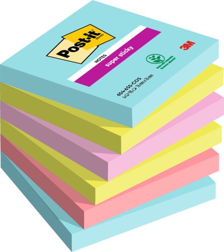 Post-it+Super+Sticky+Notes+Cosmic+Colours+76x76mm+Ref+7100263206+%5BPack+6%5D