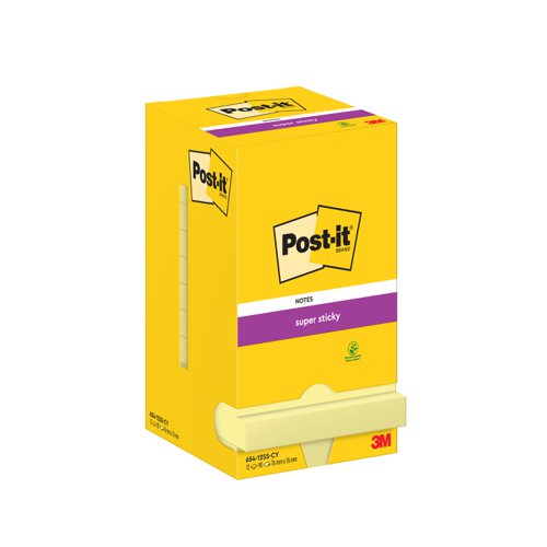 Post-it+Super+Sticky+Removable+Notes+Pad+90+Sheets+76x76mm+Canary+Yellow+Ref+654-12SSCY-EU+%5BPack+12%5D