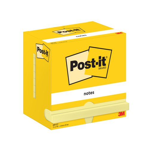 Post-it Canary Yellow Notes Pad of 100 Sheets 76x127mm Ref 655Y [Pack 12]