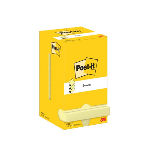 Post-it+Z+Notes+76x76mm+100+Sheets+Canary+Yellow+%28Pack+12%29+7100103164
