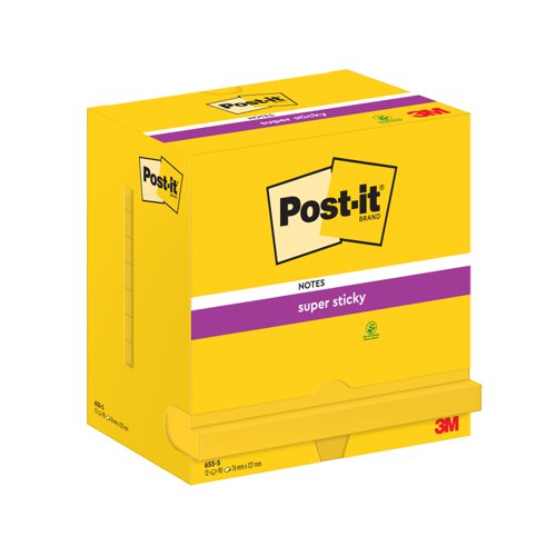 Post-it+Super+Sticky+Notes+76x127mm+90+Sheets+Ultra+Yellow+%28Pack+12%29+-+7100290188