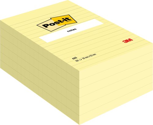 Post-it+Notes+Large+Format+Ruled+102x152mm+100+Sheets+Yellow+%28Pack+6%29+660+-+7100172753