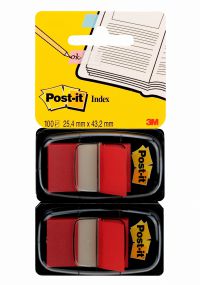 Post-it Index Medium Flags 25mm Red Dual Pack 50 Tabs Per Pack (Pack 100 Tabs) 7000047687