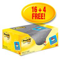 Post-it Notes 38 mm x 51 mm Canary Yellow (Pack 16 + 4 FREE) 7100172332