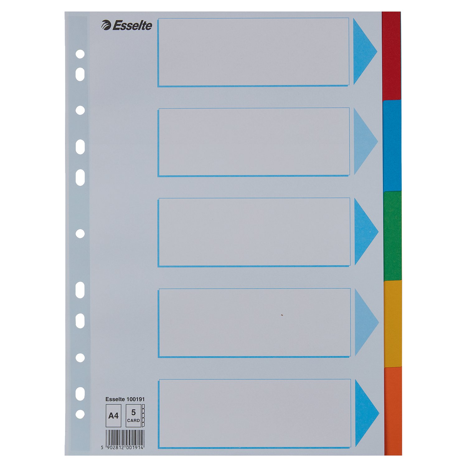 E:DIVIDER CARD A4 5TABS BLUE/MULTICOLOUR