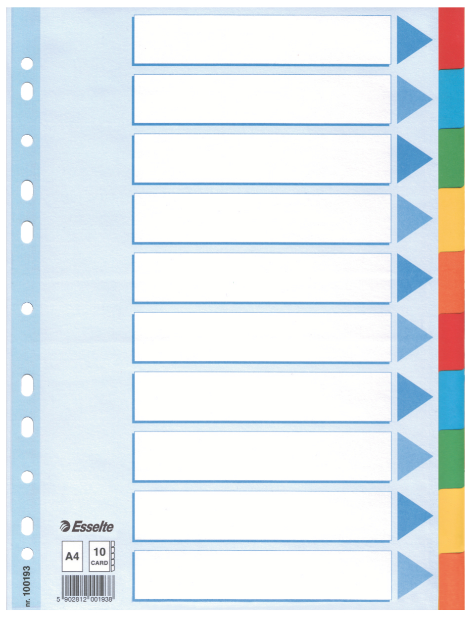 E:DIVIDER CARD A4 10TABS