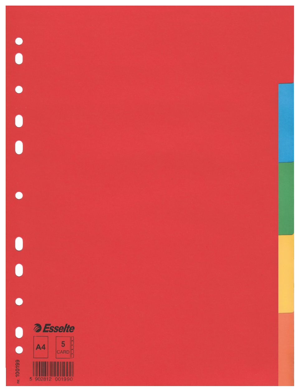 E:DIVIDER CARD ECO A4 5TABS MULTICOLOR