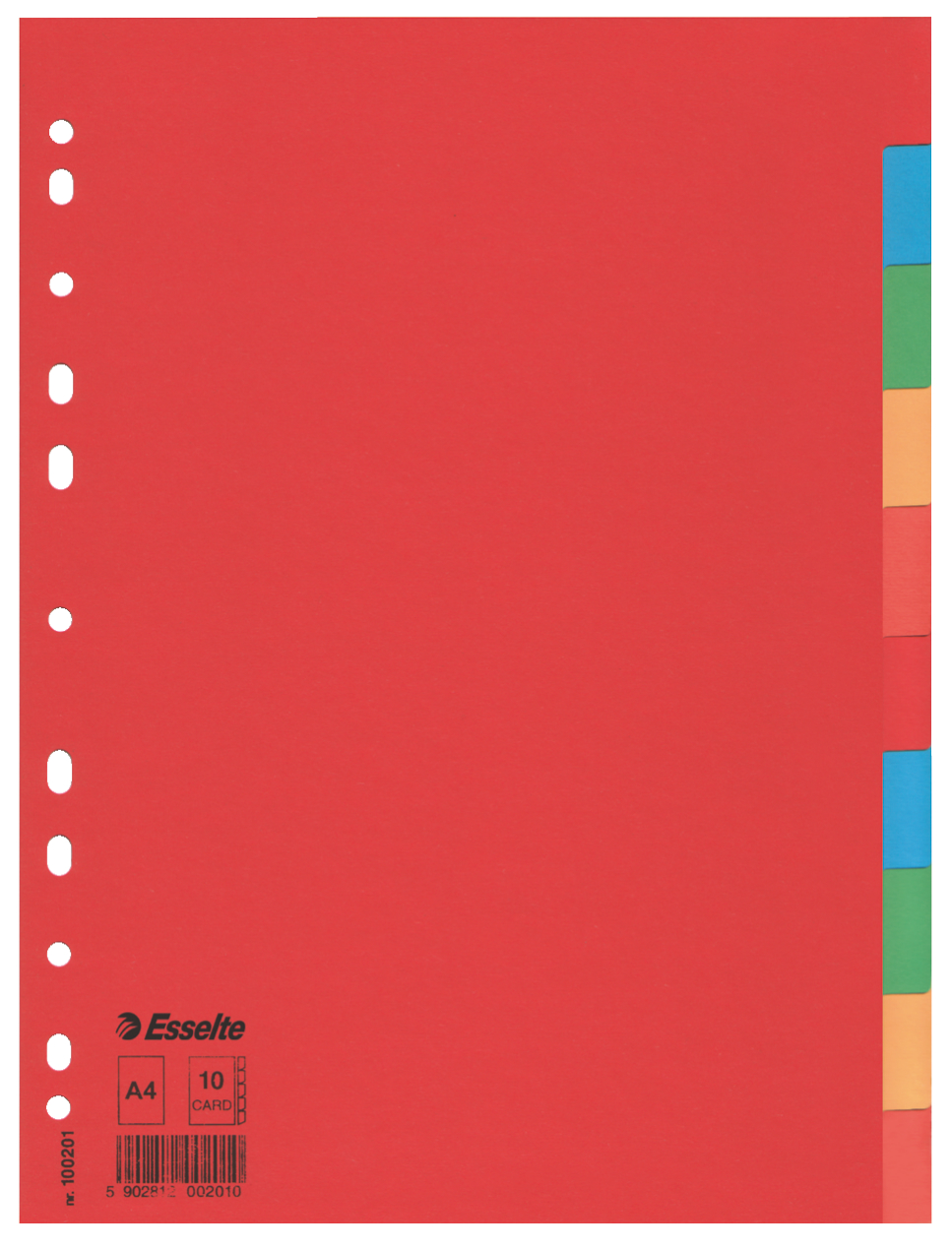 E:DIVIDER CARD ECO A4 10 TABS MULTICOLOR