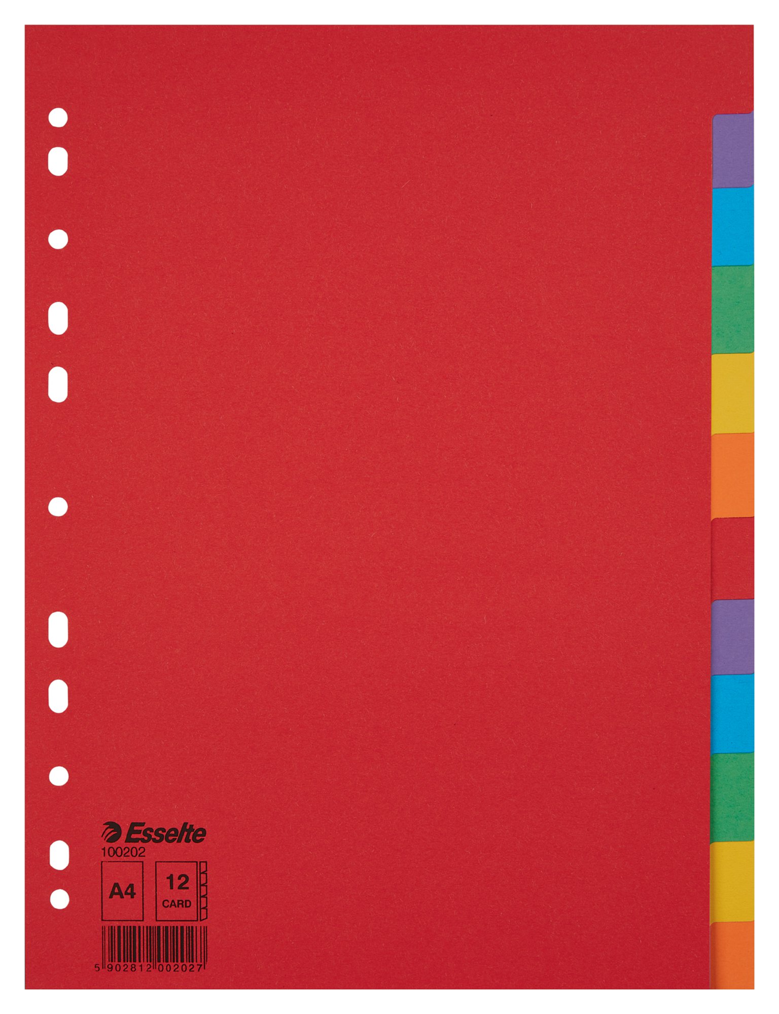 E:DIVIDER CARD ECO A4 12 TABS MULTICOLOR
